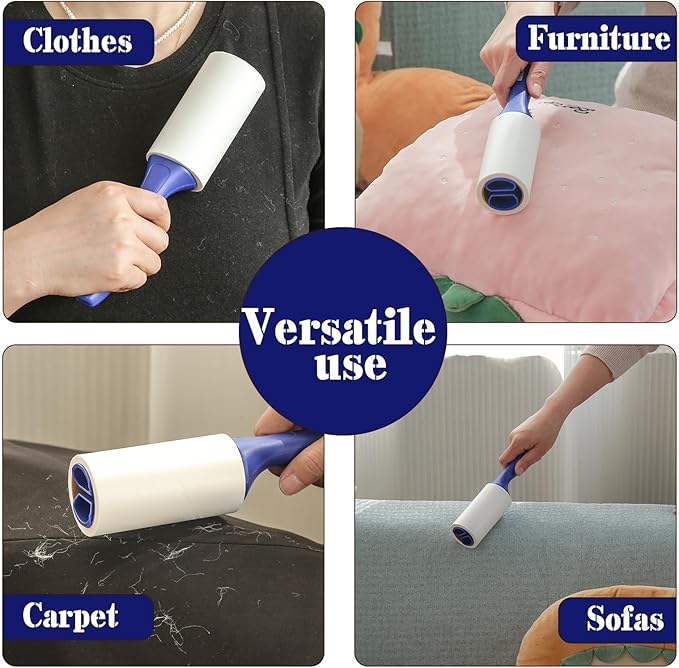 Lint Rollers 525 Sheets Extra Sticky Lint Roller Portable Lint Remover with 2 Upgraded Handles 5 Rollers for Pet Hair Clothes Furniture Blanket