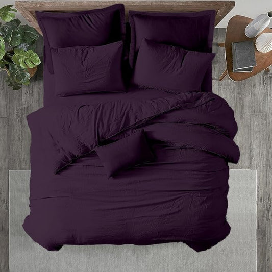 Kotton Culture 1 Pc 120"x120" Duvet Cover Super King Plus/Super Oversize King Size 100% Egyptian Cotton - 600 TC Comforter Cover, Zipper Closure & Corner Ties - Fits Only Extra Large Inserts - Plum