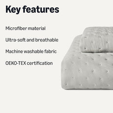 Amazon Basics Brushed Microfiber Quilt Set, Extra Soft with Natural Texture, 2-Piece,Twin/Twin XL, Grey