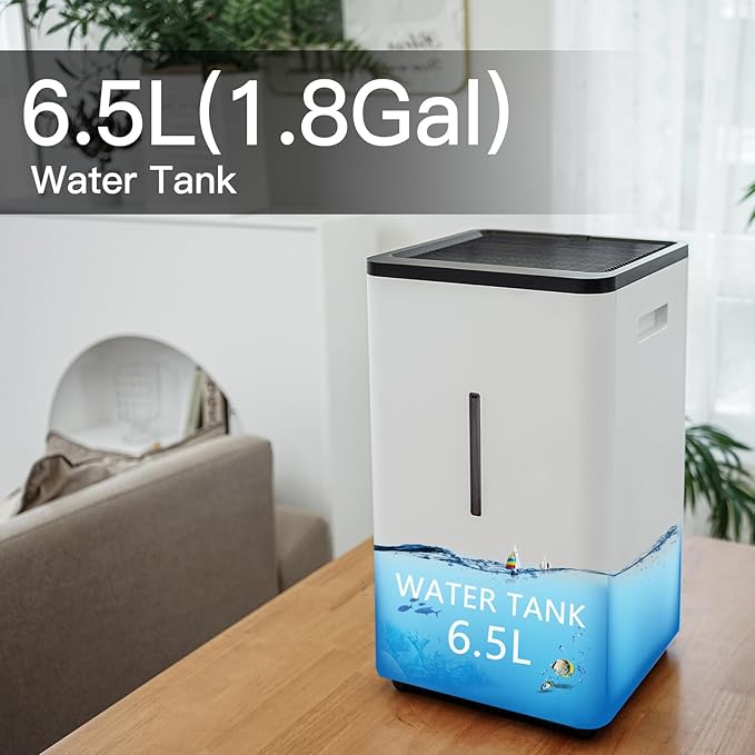 Evaporative Humidifiers |6.5L(1.8Gal) Tank for Whole Room no mist Humidifier | 30 W Cool Humidifiers Evaporative | 7 Speed | MAX Output 1500 ml/h | Auto Humid | Top Filling | White