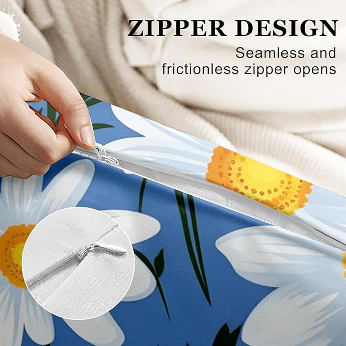 Microfiber Body Pillow Cover with Hidden Zipper,Comfortable Fabric,Floral Print Pattern Body Pillow Case,Lightweight and Breathable,The Size is 20 "X 54"(12-Little Daisy)