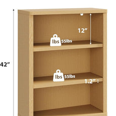 Rresyet 3 -Tier Bookcase and Book Shelf, 31” Wide Bookshelves, Wooden Bookcase Display Storage for Home Office, Living Room and Study Room (Wood)