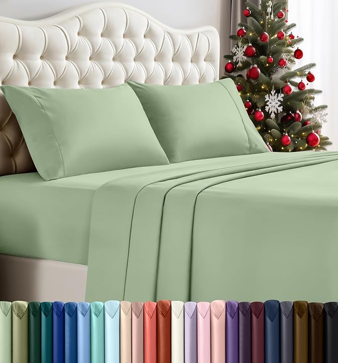 Utopia Bedding King Sheet Set – 4 Piece Bed Sheets for King Size Bed, Soft and Breathable Microfiber, Includes 1 Fitted Sheet, 1 Flat Sheet and 2 Pillowcases (Sage)