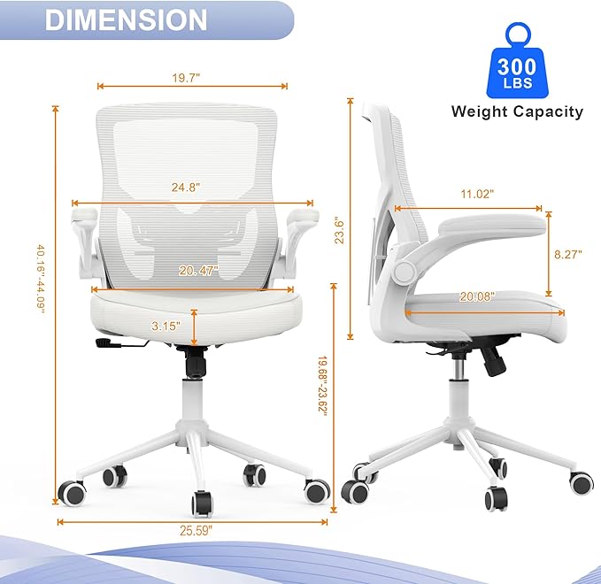 Office Chair, High Back Desk Chair Adjustable Height and Ergonomic Design Home Office Computer Chair, Executive Lumbar Support Padded Flip-up Armrest Office Chair