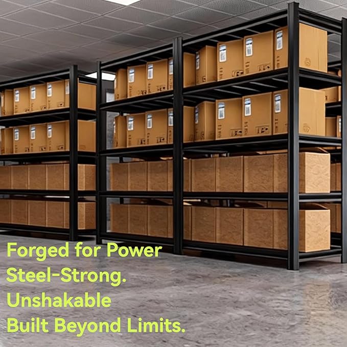 Extra Large/Big 55.12"W Father&I Industrial 6-Heavy-Dudy-Shelf-Rack Utility Tall Garage/Warehouse Shelving Metal/Steel Storage Shelves Unit/System Adjustable for Bin/Shed, 84"*55.12*24", Black