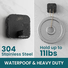 TAILI Thickened 304 Stainless Steel Bathroom Suction Hook for Towel, Loofah, Bathrobe, Patented Strong Suction Cup Holder, Damage-Free Hanging Glass Shower Wall Hook, Hold Up to 11 Lbs, 2 Pack, Black