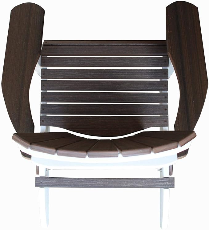 Deluxe Folding Poly Adirondack Folding Chair (Brazilian Walnut/White)
