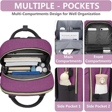 Laptop Backpack for Women Work Bag - 15.6 inch Travel Backpack with USB Charger Business Computer Backpacks for Work College Back pack for Teacher Casual Waterproof Bookbag for Nurses Purple