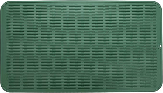 Silicone Dish Drying Mat for Multiple Usage,Easy clean,Eco-friendly,Heat-resistant Silicone Mat for Kitchen Counter or Sink,Refrigerator or Drawer Liner Green 4XL 32 inches x 18 inches