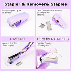 Desk Organizers and Accessories Set with 360-Degree Rotating Pen Holder, Tape Dispenser, Stapler, Staple Remover, 1000 Staples, Tape, Clips Set, Ruler, Scissor, Pen