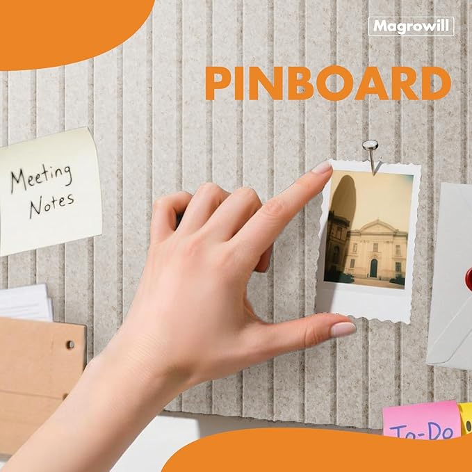 Cork Board Tiles for Wall with Push Pins, 36" x 24" Slat Bulletin Board Sets, Self-Adhesive Pin Board | Magrowill 6 Packs Felt Panels for Office Home Classroom Dorm Interior Wall Decor