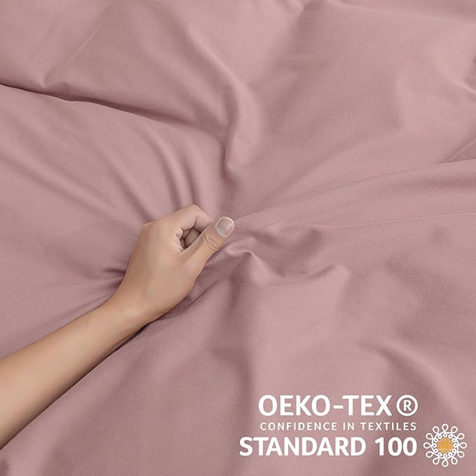 JELLYMONI Cotton Duvet Cover Twin Size - Pink Comforter Cover with Button 100% Washed Cotton 2PCS Breathable Soft Solid Bedding Set Duvet Cover 68×90in & 1 Pillowcase (NO Comforter)