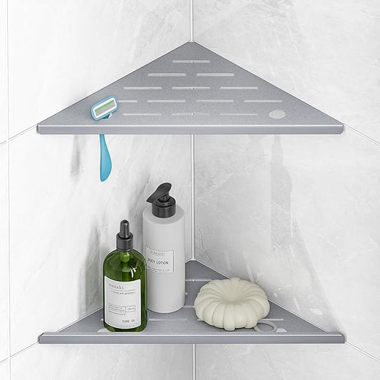 Corner Shower Shelf with Rozar Hole,Rustproof Stainless Steel Corner Shower Caddy Organizer Modern Sturdy Shower Shelf for Inside Shower 10" Large Capacity No-Drill Rack Storage Bathroom Accessories
