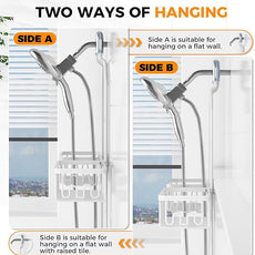 REINHARDT Aluminum Shower Caddy Hanging Adjustable Shower Caddy, Rustproof Hanging Shower Organizer with Hooks Soap Holders, Over Shower Head Caddy for Handheld Showerhead, White