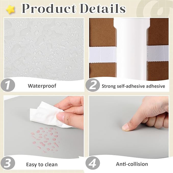 4 Pack Wall Padding for Playroom Peel and Stick Headboard 15.75" x 7.87" x 1.18" 3D Anti Collision Upholstered Wall Panels Self Adhesive Headboard Panel for Protection (Light Gray)