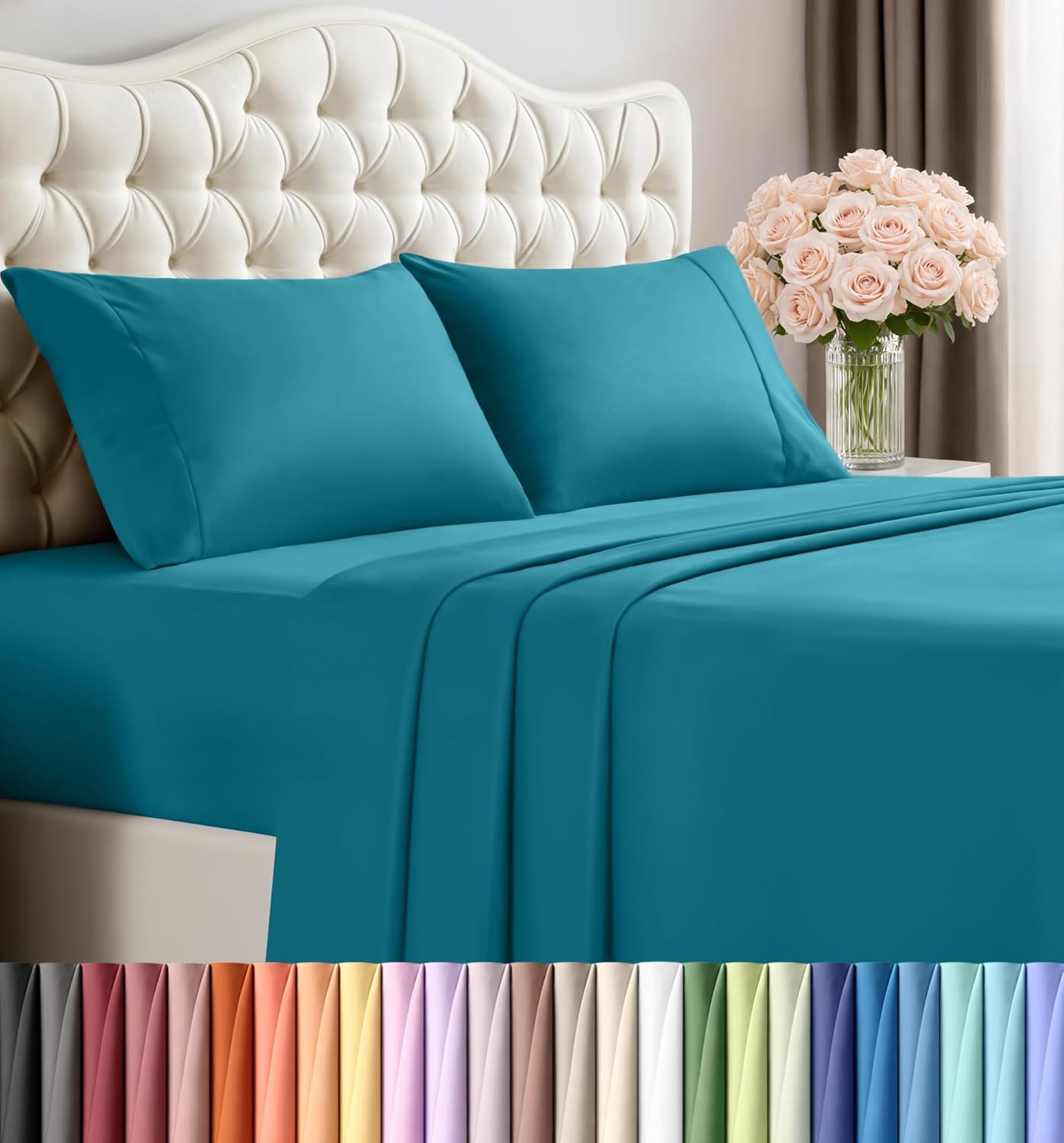 Utopia Bedding Queen Size Sheet Set – 4 Piece Bed Sheets, Soft and Breathable Microfiber, Includes 1 Fitted Sheet, 1 Flat Sheet and 2 Pillowcases – Oeko Tex (Grey) Dormly