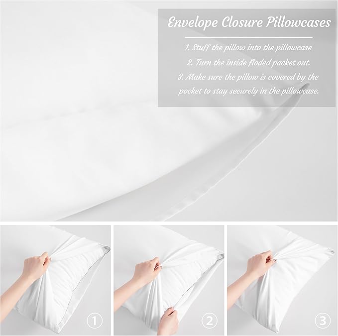 NTBAY Toddler Pillow Cases Set of 2, 2 Pack Brushed Microfiber 14x20 Pillow Cases, Soft, Wrinkle, Fade, Stain Resistant White Pillow Cases with Envelope Closure, 14x20 Inches, White