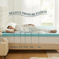 3 Inch Memory Foam Mattress Topper Twin, Mattress Pad Gel Infused Foam Bed Topper, Ventilated Soft Blue,Full Size