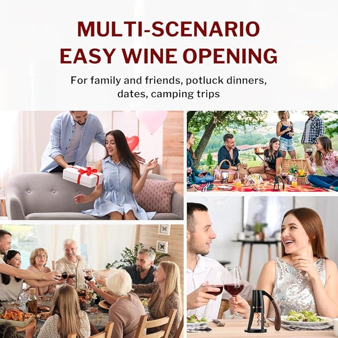 Forge Quality Compact Vertical Lever Corkscrew Wine Opener with Foil Cutter. 3 Seconds to Open a Bottle of Wine. Black.
