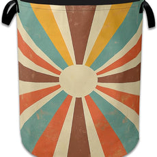 Vintage Sun Laundry Hamper With Handle,Foldable Oxford Cloth Sunrise Sunset Laundry Basket,20.8