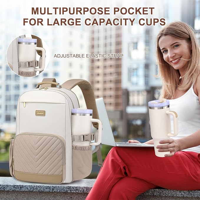 Laptop Backpack for Women Bookbag: 15.6 inch Work School Backpacks with Pouch Pocket for Large Capacity Cup & USB Charger College Book Bag Travel Business Nurse Teacher Bookbags Anti-theft Back Pack