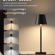 KDG 2 Pack Cordless Table Lamp, Portable LED Desk Lamps, 5000mAh Battery Operated, 3 Color Stepless Dimming Up, for Restaurant, Bedroom, Outdoor Camping, Coffee Shop, Night Light, Rechargeable (Black)