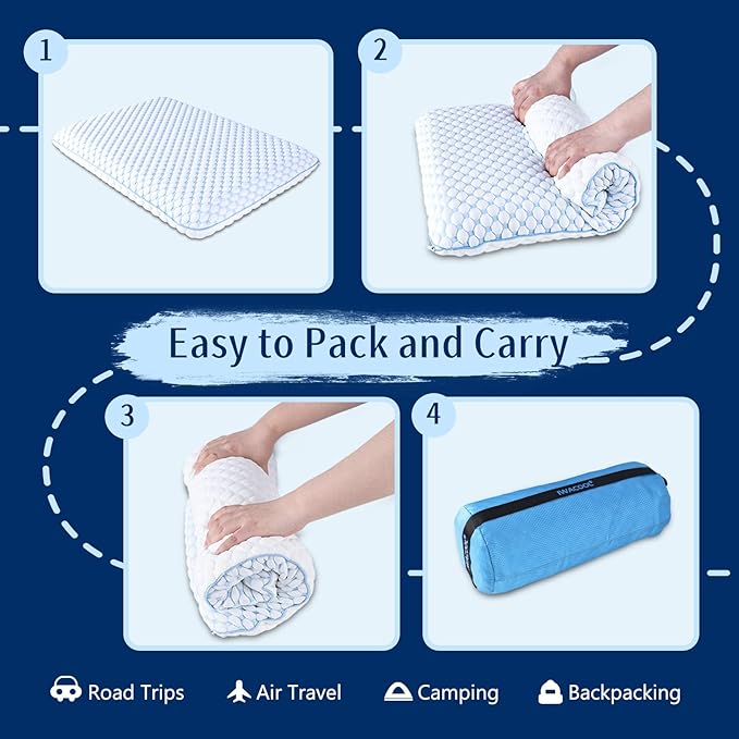 Stomach Sleeping Pillow for Stomach & Back Sleepers,Cooling Gel Thin Memory Foam Pillows for Back Shoulder Neck Pain Relief - Low Profile Ultra Flat Soft Pillow Cases with Zipper 2.25-Inches