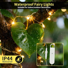 Rechargeable Fairy Lights Battery Operated, 33ft 100 LEDs String Lights with Remote, Waterproof, Mini Twinkle Lights for Bedroom, Christmas, Wedding, Indooor Outdoor Decor, Warm White