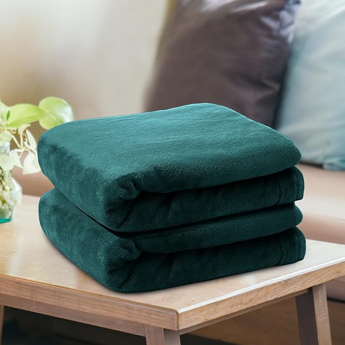 IR Imperial Rooms Fleece Blankets Queen Size 90x90 Inches- 8 Pack - Super Soft Fluffy Throw Blanket for Sofa and Bed - Warm and Cozy Lightweight 400 GSM Microfiber Bed Throws Blankets (Queen, Emerald)