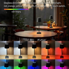 KDG 2 Pack Cordless Table Lamp, RGB Color Stepless Dimming Up, 4000mAh Battery Operated Portable LED Desk Lamp, for Dinning Room, Bedroom, Bar, Outdoor Garden, Camping, Night Light (Black)