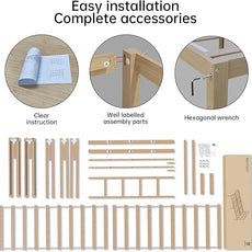 14 Inch Bamboo Bed Frame – Solid Wood Platform Bed Frame, Strong and Stable, with Non-Slip Slats for Support, No Box Spring Needed, Easy to Assemble, Noise-Free (Natural, Queen with Headboard)