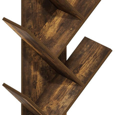Furinno Tree Book Shelf, 5-Tier Bookshelf, Tree Bookcase for Room Decor, 8.4 x 15.7 x 30.3, for Living Room, Bedroom, Home Office, Amber Pine