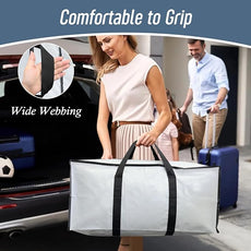 12 Pack Extra Heavy Duty Large Moving Bags with Strong Zipper & Comfortable Handles, Sturdy & Durable Clothes Storage Bags Totes Bins, Packing Moving Boxes for College Supplies, White