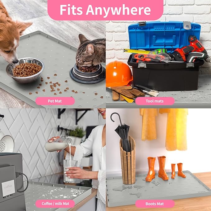 Sdpeia Under Sink Mat 34"×22" Waterproof Silicone Cabinet Liner & Sink Protector for Kitchen & Bathroom, Multi-Purpose Organizers Tray for Pets, Laundry, Cat Litter Mat