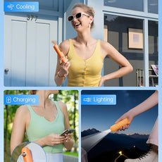 JISULIFE Handheld Mini Fan, 3 IN 1 USB Rechargeable Portable Fan [12-19 Working Hours] with Power Bank, Flashlight, Pocket Design for Travel/Summer/Concerts/Lash, Gifts for Women (Tropical Coral)