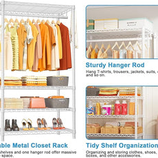 Ulif H4 Portable Closets, 4-Tier Metal Clothes Garment Rack for Bedroom and Cloakroom, Clothing Closet Storage and Organizer Wardrobe, 35.4