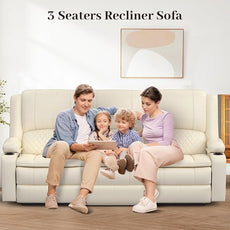 3-Seater Recliner Sofa, Manual Reclining Couch with Multi-Functional Middle Seat, Reclining Sofa for Living Room with Hidden Storage Space, Cup Holders, and Removable Console