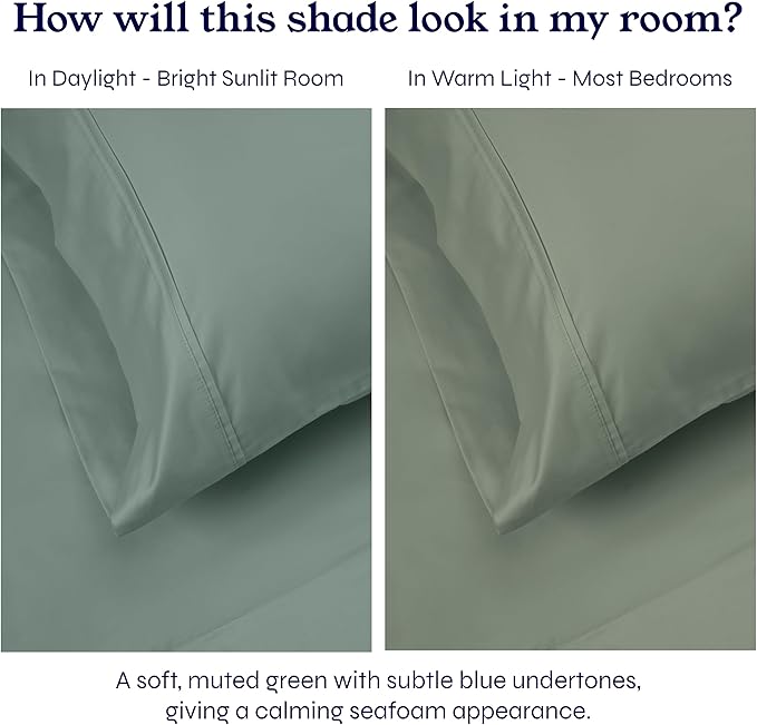 California Design Den Split King Sheets Sets for Adjustable Bed - Soft 400 Thread Count Sateen, Natural 100% Cotton Sheets with Deep Pockets, Breathable, and Durable Bedding Set - Sage Green