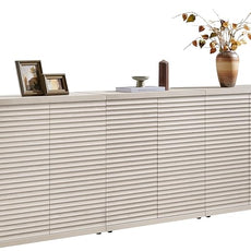 SICOTAS Buffet Cabinet with Storage Accent Sideboard Modern Credenza with Doors & Shelves Fluted Media Console Mid Century Coffee Bar Table for Living Room Kitchen Dining Room Hallway (3PCS)