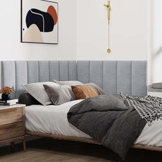 IFNOW Upholstered Wall Mounted Headboard, 3D Soundproof Wall Panels Peel and Stick for King Size, Reusable and Removable Tufted Bed Headboard in Light Grey (12 Panels, 10