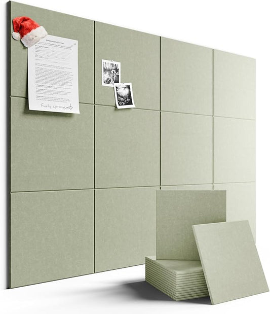 Large Felt Bulletin Board 48" x 36" Cork Board Alternative-12 Pack with 70 Safe Removable Adhesive Tabs, Cork Boards for Walls Cork Board for Home Office Classroom Pin Board - Sage