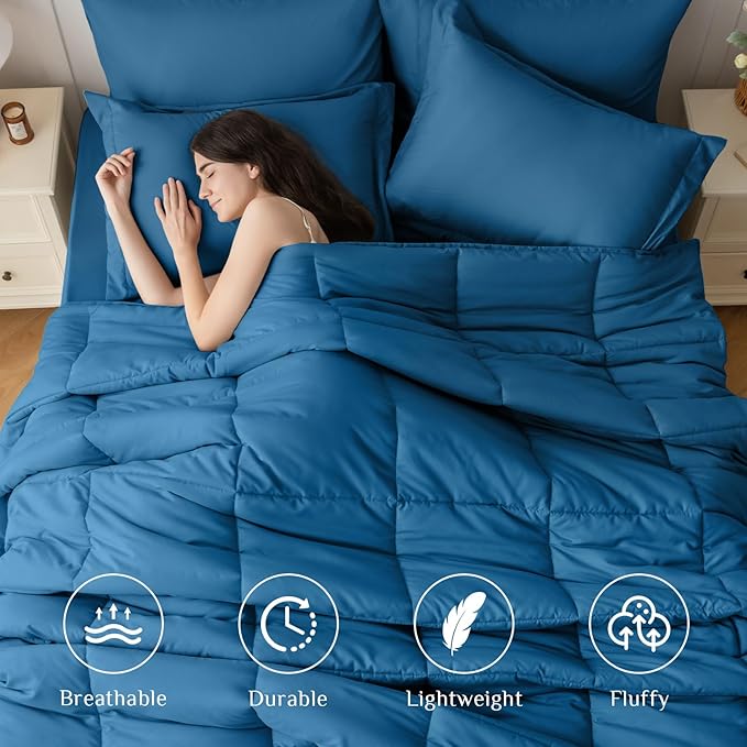 JOLLYVOGUE King Comforter Set, Ultra-Soft Bed in a Bag King Size 7 Pieces, Oeko-TEX Certified Bedding Set with Down Alternative Comforter, Sheets, Pillowcases & Shams, Teal