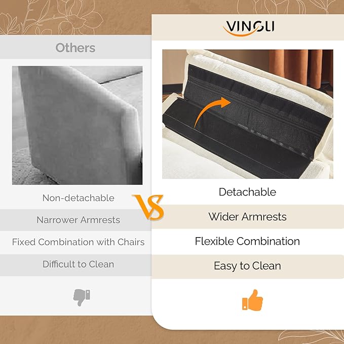 VINGLI Cloud White/Cream Single Chair with Armrest