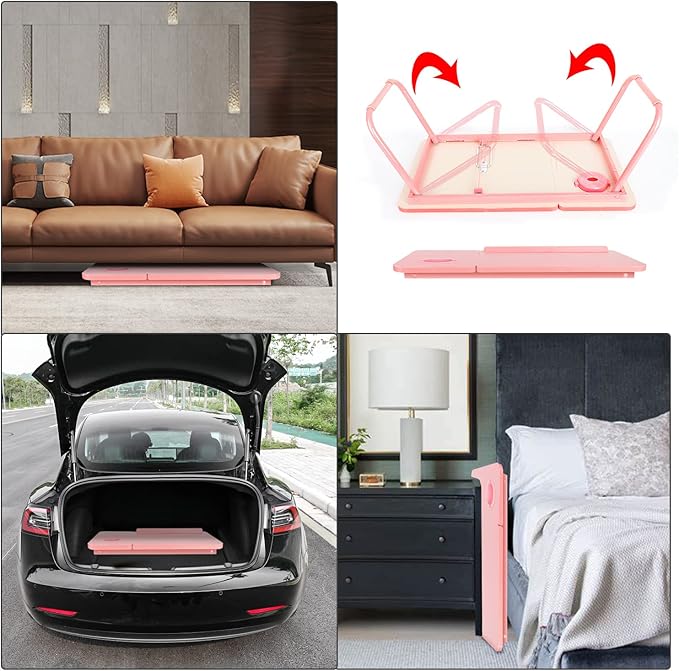 Laptop Desk for Bed Couch, Portable Lap Desk for Laptops, Bed Table for Laptops, Foldable Laptop Stand for Beds, Bed Desk for Writing (Candy Pink)