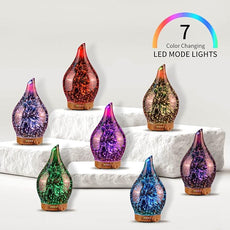 Porseme Essential Oil Diffuser 3D Firework Glass Aromatherapy Ultrasonic Humidifier Rose Gold,Auto Shut-Off,Timer Setting,BPA Free,Aroma Decoration for Home,Office,Gym,Spa,Premium Gift 100ML