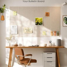 Bumusty Large Cork Board Alternative-47 x35 Felt Bulletin Board Tiles, with 30 Pushpins, 70 Adhesive Tabs, 12-Pack Slat Wall Paneling, Cork Boards for Office Push Pin Board Felt Board-Oatmeal