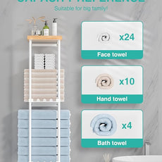 HapiRm Towel Racks for Bathroom Storage - Wall Mounted Towel Holder with Shelf, Rolled Towel Storage Bath Towel Organizer for Small Bathroom, Camper, Rv - White