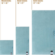 SEMAXE 18-Piece Blue Bath Towel Set - 6 Bath/Hand/Wash Towels with Hanging Loops | Value Pack, 100% Cotton Ultra Absorbent | Hotel Quality at Wholesale Price