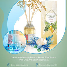 MIZZEO Reed Diffuser Set, Mango Tango 6.76 fl oz Highly Scented Room Diffuser Home Fragrance Essential Oil Reed Flower Diffuser, House Bedroom Office Decor & Gifts