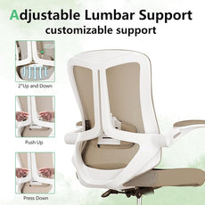 poki Mesh Office Chair, Home Office Desk Chair with Wheels, Ergonomic Office Chair with Lumbar Support and Adjustable Headrest, Comfortable Study and Desk Chair, Black